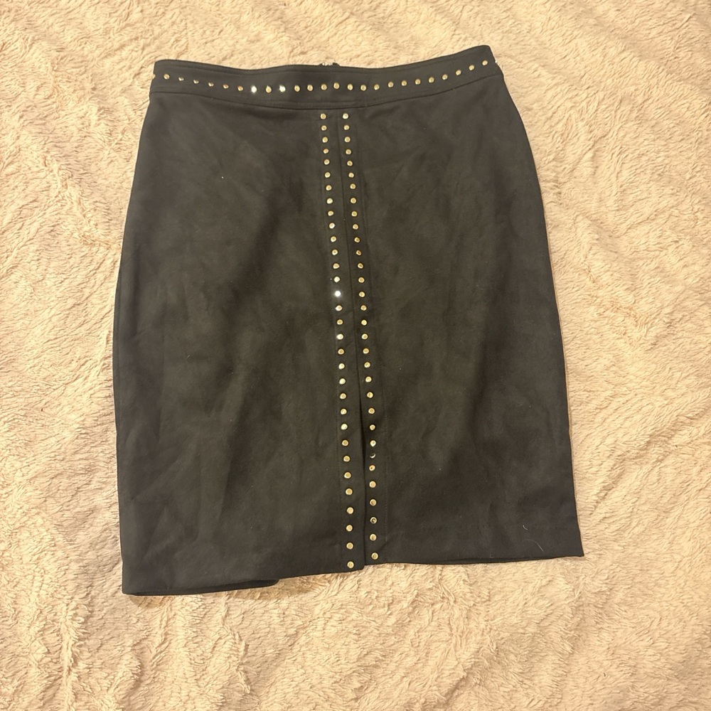 Catherine Malandrino Black Pencil Skirt with Gold Studs